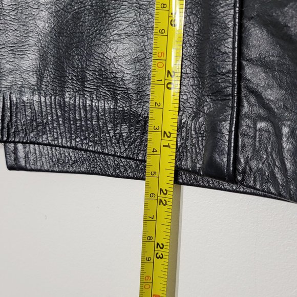 Valentina Vintage Leather Skirt Lined Black A-Line Classic Zipper Womens Retro - Picture 7 of 9